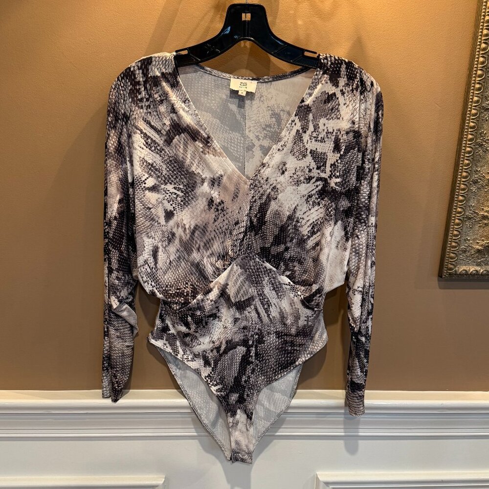 River Island Petite Snake Print Long Sleeve Bodysuit